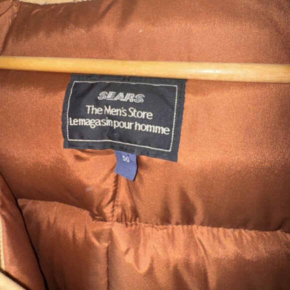 Vintage Sears Down Parka 70s Tan Duck Down Fur Hood Arctic Winter Coat 50 - Picture 4 of 8